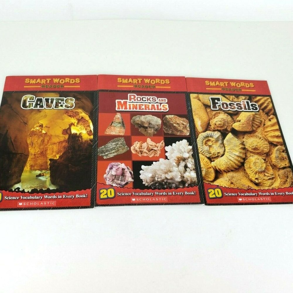 3 Children's Smart Words Reader Books : Caves, Fossils, Rocks and Minerals NEW